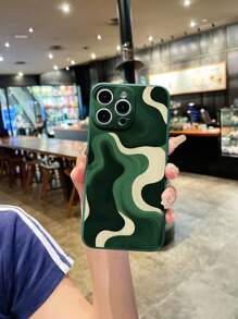 1pc Dark Green Asymmetrical Wave Liquid TPU Shock-Proof Protective Phone Case Suitable For Apple /Android Phones: Galaxy A51 4G/A52/A52s 5G/S23 Ultra/A13 4G/A12, OPPO A54, Apple 15 Pro Max, Galaxy A04E/A05S/A34/S24 Ultra 5G, Redmi Note 13, Galaxy A14/A32 4G
