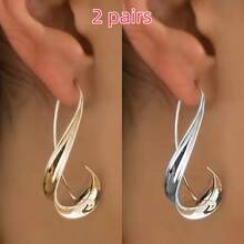 2 Pairs Of Autumn And Winter New Minimalist Retro Style Crochet Earrings, Suitable For Bohemian Style, Perfect For Giving Gifts To Friends During Holidays - Vàng - Xem 11