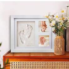 1PC Pet Handprint & Footprint Photo Frame, Baby Ink Pad, DIY Frame For Baby Hand/Foot Prints, Hollow Baby First Birthday Footprint