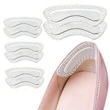 2/4 Stücke Frauen-Fersenkissen aus transparentem Silikon - ergonomischer Fersenklemme und gepolsterter Mittelsohle für locker sitzende Schuhe, rutschfester Fersenprotektor verhindert Blasen und bequeme hohe Absätze