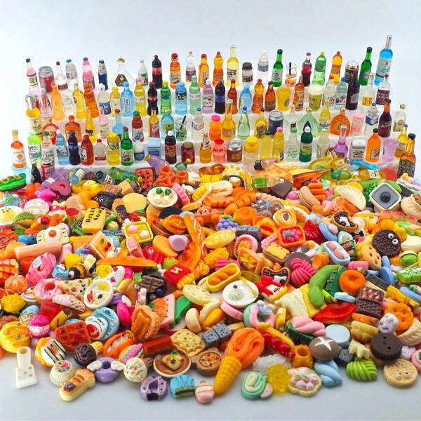 10pcs/40pcs/Mini Food Toys Mixed Style Resin Food Dolls Kitchen Pretend Play Mini Food Dolls Diy Accessories For Adults And Teens - Random Styles