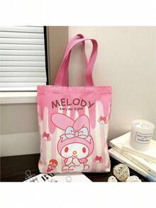 SANRIO Bolso de lona con diseño de  de , de gran capacidad, bolso de hombro para estudiantes, bolso de mano con diseño de dibujos animados para niñas, durable y a la moda, adecuado para picnics al aire libre, reuniones, viajes, compras, bolsa para lonchera para estudiantes y profesoras femeninas - Multicolor - Ver 12