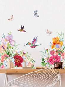 mama look 1/2 Pcs Removable PVC Wall Sticker With Turtle Leaf, Giraffe, Birds On Flower Branches, Bird Nest, Cartoon Wall Art Decoration For Bedroom, Living Room, Office, Bathroom