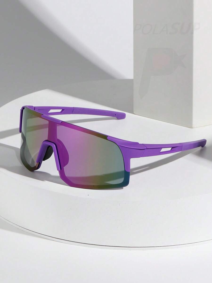 1副女士时尚运动眼镜，采用独特的镜腿撞色设计，时尚镀膜镜片，蓝色镜框，适合户外骑行、运动、装饰、防护、骑行、防晒等用途。 - 彩色 - 查看 1