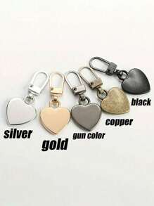 20/15/10/5/3/1 Heart-Shaped Zipper, Quick Installation Zipper Assistant, Detachable Zipper Head, Detachable Zipper Handle For Handbags, Jackets, Jackets, Suitcases - Simple Spare Metal Accessories, Small Gifts, Gifts For Her, Valentine's Day
