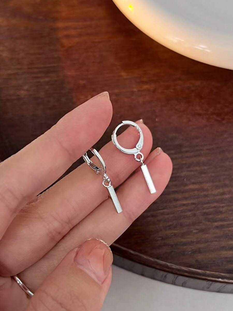 1 对男士时尚耳环，耳钉耳环，简约时尚男士耳环配饰 - 銀色 - 查看 1