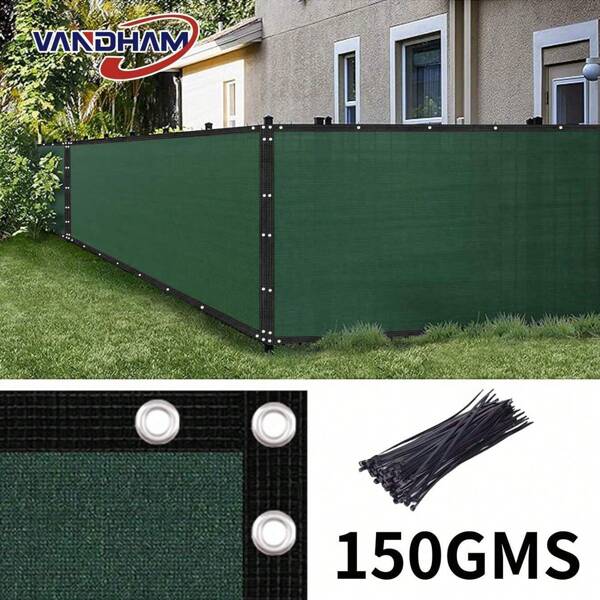 VANDHAM Heavy Duty Privacy Fence Screen, Green Privacy Barrier, Durable Outdoor Decorative Fence Fabric With Cable Ties, UV-Resistant, Easy Installation, Suitable For Patio, Deck, Porch, Gazebo, Garden Trellis