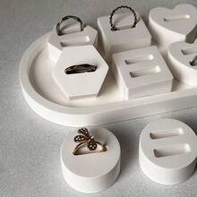 DIY 8腔戒指模具硅胶模具戒指托心形圆形六边形珠宝铸造模具 - 白色 - 查看 6