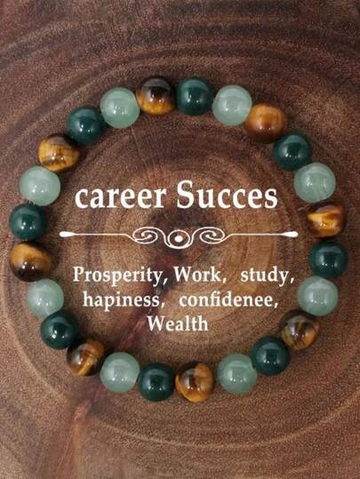 Natural Stone 1 Vintage Natural Stone Fashion Bracelet, Tiger Eye, Green Aventurine, Handmade Daily Costume Jewelry For Men And Women, Suitable For Festivals, Work, Daily Life, Parties, Halloween, Thanksgiving, Christmas Blessing Gifts For Family And Friends