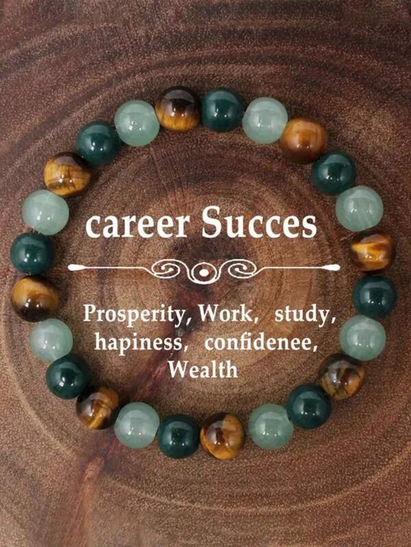 Natural Stone 1 Vintage Natural Stone Fashion Bracelet, Tiger Eye, Green Aventurine, Handmade Daily Costume Jewelry For Men And Women, Suitable For Festivals, Work, Daily Life, Parties, Halloween, Thanksgiving, Christmas Blessing Gifts For Family And Friends