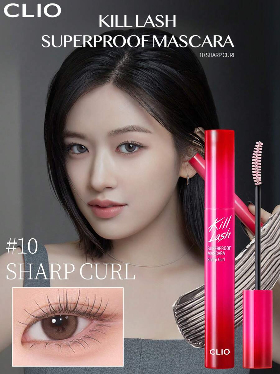 Clio K-Beauty KILL LASH SUPERPROOF MASCARA，纤长卷翘，浓密原装睫毛膏，黑色，防水防汗，持久防晕染，日常妆容，韩妆 - #10 CLEAR CURL - 查看 1