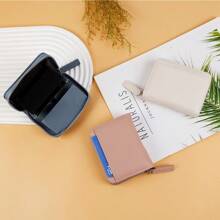 1pc Japanese Style Compact Coin Purse, Minimalist Fashion Large Capacity Women Wallet, Lichee Texture Zipper Accordion Card Holder, Suitable For Girls, Ladies, Office Workers And White Collars, Great For Work, Business Trip, Commute, Outing, Travel