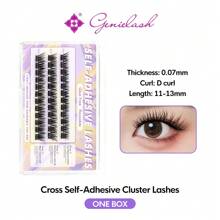 [36Pcs]GENIELASH Glue-Free Cross Eyelash For Beginner Self Adhesive Eyelashes Natural False Eyelashes No Need Glue