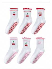 1 paire de chaussettes de yoga Pilates avec antidérapant pour femmes, chaussettes de ballet de longueur d'équipe, chaussettes d'hôpital pour l'entraînement, chaussettes mignonne en silicone résistantes à l'usure et antidérapantes, chaussettes respirantes style cerise pour l'été, chaussettes de danse de gym antidérapantes, chaussettes athlétiques d'équipe adhérentes, chaussettes de sport de fitness antidérapantes, cadeaux pour les amateurs de méditation 6/10/20 pièces