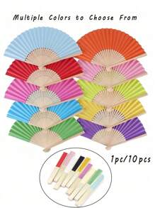 1pc Handheld Paper Fans Paper Folding Fans,Multi Colored Folding Fan,Solid Color Fan,DIY Folding Fan,Party Dressing,Church Wedding Gift,Perfect For Parties And Events