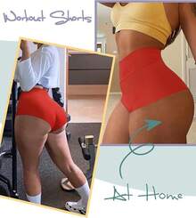 Women's High Waist Yoga Booty Shorts Workout Spandex Dance Hot Pants Butt Lifting Leggings Rave Outfits Customized Christmas New Year - 紅色 - 查看 6