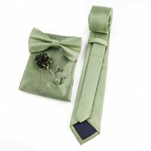 ZONFAZ Set de 5 piezas de accesorios de traje para hombre que incluye corbata, pajarita, pañuelo de bolsillo, gemelos y broche en unicolor clásico y versátil, adecuado para bodas, ceremonias y combinación diaria de trajes