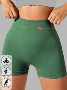 1pc Women's Seamless High Waist Solid Color Knit Sports Shorts, Yoga Training Cycling Shorts, Comfortable Skin-Friendly Fashion Workout Pants