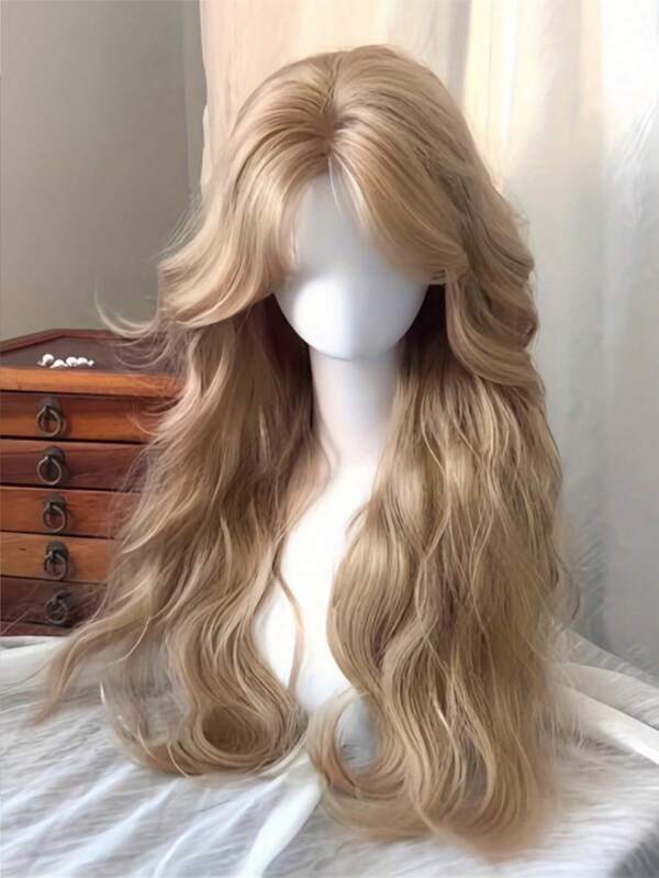 26 Inch Wavy Mid-Length Curly Blonde Wig, High Quality Natural Looking Synthetic Wig For Women, Long Wavy Fiber Wig Suitable For Everyday Wear, Parties, Halloween, Christmas