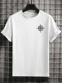 AnChiStreetwear - Áo thun nam cỡ lớn in hình chim đại bàng, cổ tròn, tay ngắn, kiểu dáng thường ngày, thích hợp cho mùa hè. - trắng - Xem 3