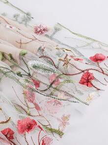 Seaweed Embroidered Mesh Skirt - Màu Khaki - Xem 3