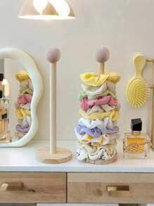 Multi-Tier Wooden Hair Accessory Organizer Display Rack - For Showcasing Hair Scrunchies, Clips And Claw Clips, Offers Soft And Neutral Color Options, Multipurpose Stand, Functional Decorative Piece, Quality Craftsmanship, Hairstylist Gift, Jewelry Tower For Women Storage Organizer Travel Essentials Back To School Dormitory Storage