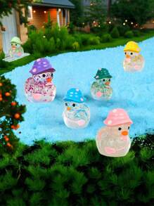 100/50/20/10/1pc Luminous Flash Mini Ducks, Miniature Duck With Hats, Fluorescence Fairy Garden Decoration, Cute Animals Micro Landscape,Desktop Decoration Accessories Home Decor