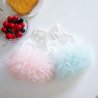 猫狗适用飘逸芭蕾舞裙 - 多层薄纱吊带宠物裙，柔软舒适，春夏时尚