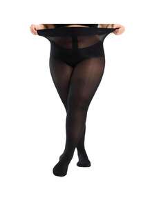 1双/2双加大码女式紧身裤，半透明T型裆部防撕裂高腰连裤袜，加固脚趾 - 彩色 - 查看 20