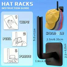 Multi-Purpose Adhesive Hangers - 4 Black Extra Strong Adhesive Hooks For Bathroom/Closet/Entryway