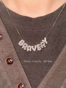 1pc Personalized 3D Bubble Letter Initial Necklace, Charm Customized Bubble Nameplate Jewelry Gift For Friends, Couples And Family, Unique Design For Weddings, Valentine's Day, Mother's Day - Fashionable, Retro, Minimalist, Casual, Cute,School Supplies,Back To School,School Gift,For Office,For School,For Classroom,For Teacher Gifts,For University,For Colleague,For Dorm Rooms,For Teacher,For Boys And Girls,For Teenagers,Junior High School Students,Middle School Students,High School Senior High School Students,College Students,University Students,Freshman,Sophomore,Underclassmen - Silver Snake Bone Necklace - View 4