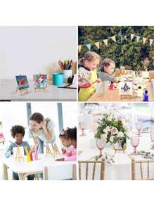 1/4/5/6PCS Mini Canvas And Easel Set Mini Canvas Panels Mini Wood Easels, Canvas Size Is 3.9" X 3.9"; Easel Size Is 3.1" X 5.9" For Kids Painting, Oil Painting And Diy Doodle,Back To School,School Supplies