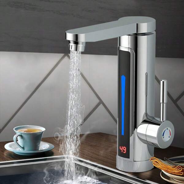 Eatssode Elektrischer Wasserhahn, 3300W 220V Elektrisch Wasserhahn, Sofort Warm Durchlauferhitzer Bad Küche Armatur, 360 ° drehbarer LED Elektrischer Küche Waschbecken Wasserhahn sofort Warmwasserhahn
