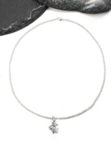 Luxurious And Elegant Pure Silver Necklace Paired With Vintage Gothic Star Shaped Pure Silver Necklace, Suitable For Both Men And Women