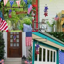 1 Stück 4. Juli hängender Tür Schild aus Holz, doppelseitig, patriotischer Türhänger, 4. Juli patriotische Sterne, USA Sterne, Veranda Schilder, Wandbehang, Memorial Day Hänger für Heim-Dekoration