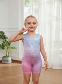 Mamelucos de gimnasia para niñas, de color rosa con brillo y verde, mamelucos de actividad con brillo dorado para danza