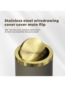 9L/2.3GAL Bathroom Trash Cans Gold,Brush Brass Trash Can With Lid,Gold Trash Can For Bathroom,Bedroom, Powder Room,Office,Laundry Room (9L-Gery) - 9L-driven - View 3