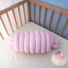 1 Stück Krippen-Umrandung, handgewebte Streifen, Knoten, Brandteig-Zöpfe, stoßfeste weiche Babybett-Umrandung