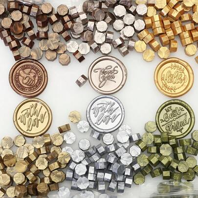 100个/包金属系列八角蜡封珠，用于信封封口、婚礼请柬、礼品包装封口珠