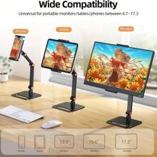 Desktop Monitor Stand, Adjustable 360 ° Rotating Stand, 180 ° Tilting Clamp, 4.7-11-Inch Universal Expandable Monitor Base Stand, Live Streaming Shooting Desktop Phone Tablet Stand, Portable Monitor Suitable For Adjustable Long Arm Foldable Stand, Aluminum Alloy Material