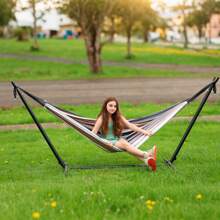 SZHLUX Double Hammock With Stand Included 450lb Capacity Steel Stand, Premium Carry Bag Included And Two Anti Roll Balance Beam