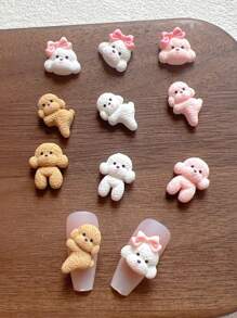 30 Pcs Cute Teddy Dog Shaped Resin Nail Art 3D Decorations