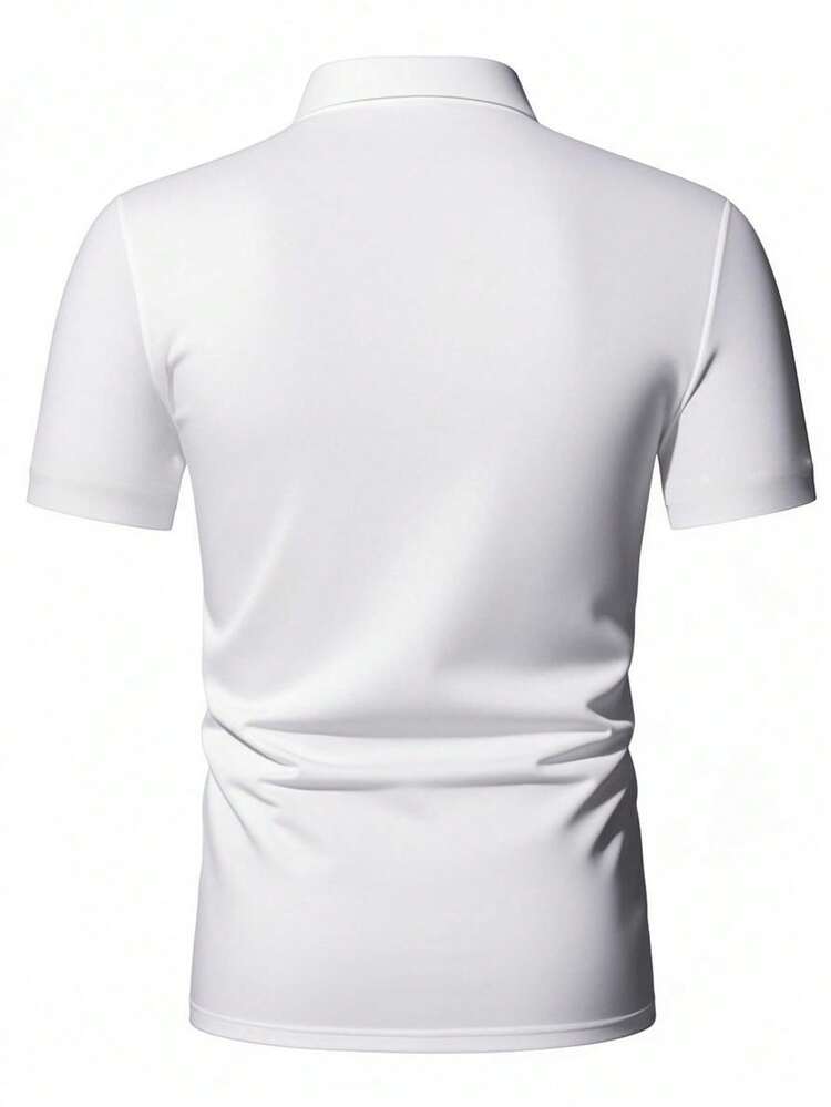GRDR Camiseta polo de manga corta con media cremallera para hombre, adecuada para uso al aire libre, vacaciones y uso casual - Blanco - Ver 3
