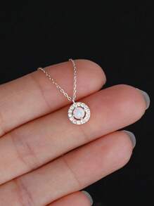 BALMORA 1 colar com pingente retrô elegante de prata esterlina S925 com opala sintética e zircônia cúbica incrustada para mulheres como presente de Dia das Mães