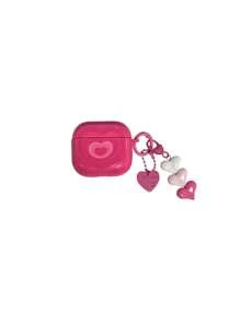 1 pieza Carcasa decorativa con colgante con forma de corazón rosa compatible con AirPods Pro 1/2/3/4