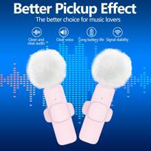New 1 Drag 2 Microphone Lavalier 2.4GHz 2 In 1 Portable Mini Microphone Wireless Recording Microphone For Type-C Phone