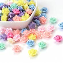 50/100 件/批 8x13 毫米（0.31*0.51 英寸）盛开的玫瑰花朵亚克力珠子彩色 AB 珠宝珠子用于制作手链项链手工用品 - 彩色 - 查看 8