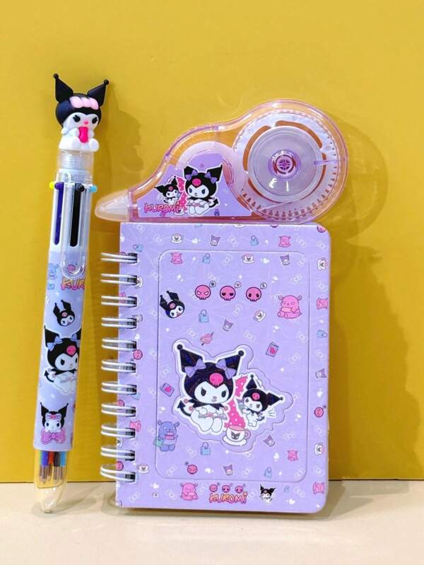 Sanrio 3pcs/Set Cute Cartoon Elementary School Supplies Gift Set, Creative Stationery For Kids, Preschool Birthday Gift/Prize , Back To School Gifts