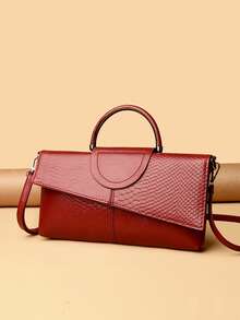 Fashionable Versatile Elegant Business Women Vintage Chic Minimalist Alligator Textured One Shoulder Messenger Bag, Suitable For Shopping, Dating, Commuting, Popular New Design Handbag - Multicolor - View 9