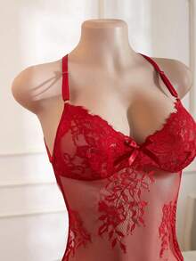 Bộ đồ ngủ hở lưng gợi cảm và quần lót dây G-String dành cho nữ - Màu Đỏ Sâu - Xem 5